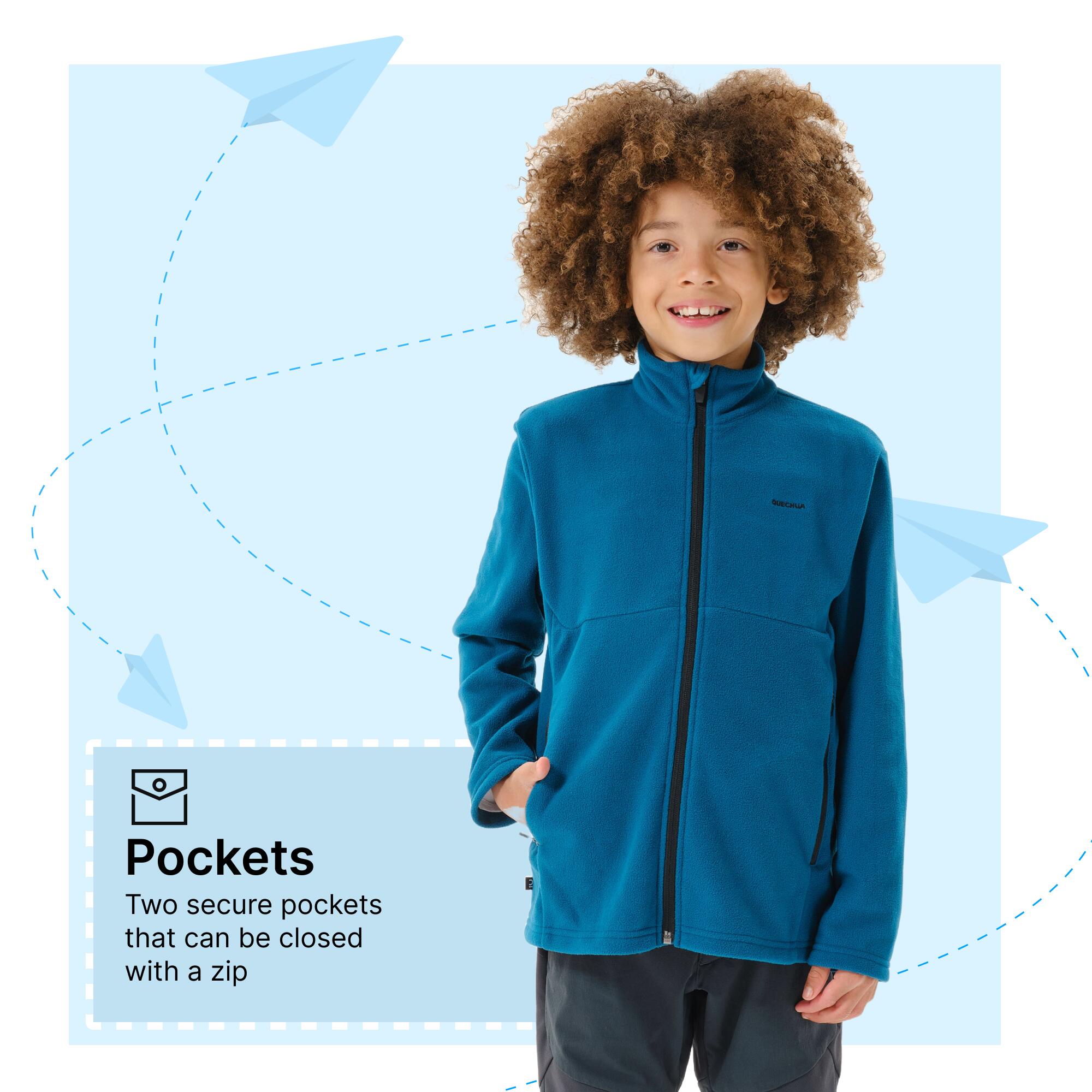 Kid’s fleece hiking jacket - MH500 ZIP TW - 7–15 years