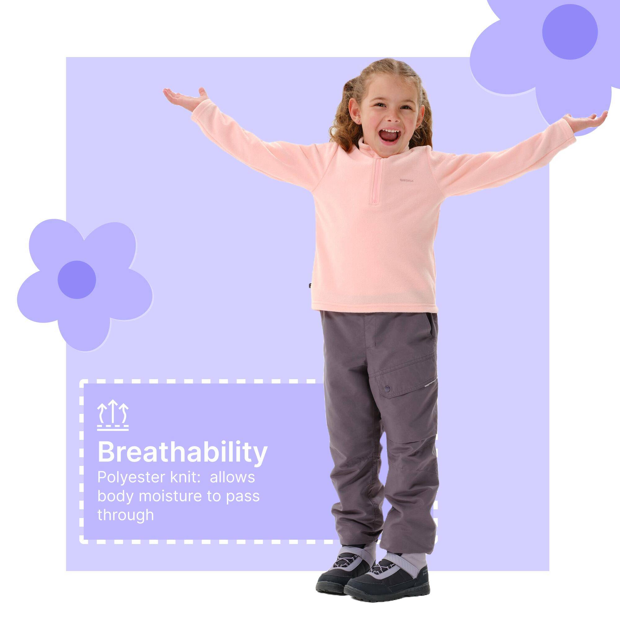 Junior Girl Hiking Fleece MH100 - Pink (2-6 Yrs) -  3