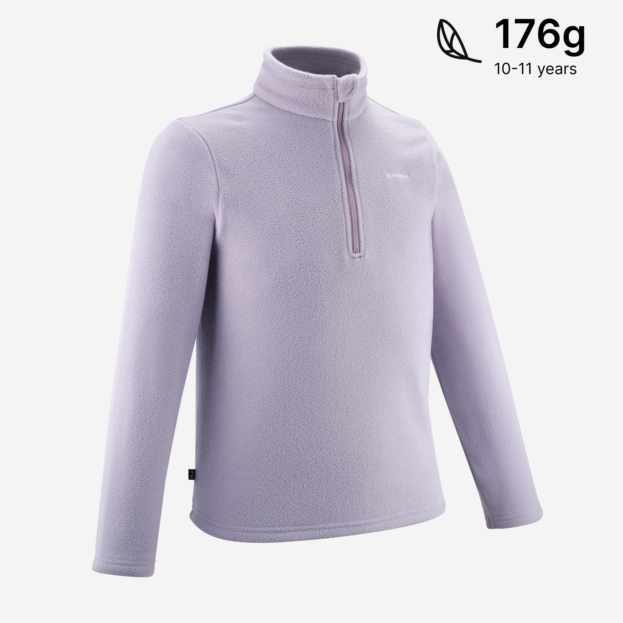 Kids’ hiking fleece jacket MH100 Half Zip, 7-15 years - Purple