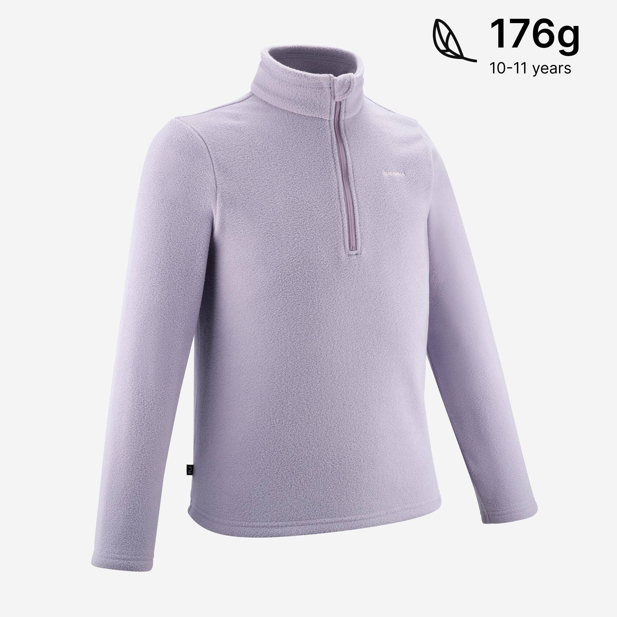 Kids’ hiking fleece jacket MH100 Half Zip - 7-15 years - Purple -  2