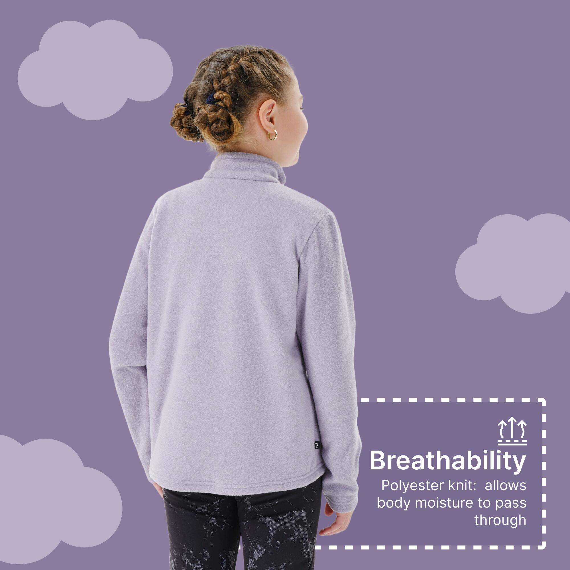 Kids’ hiking fleece jacket MH100 Half Zip - 7-15 years - Purple -  5