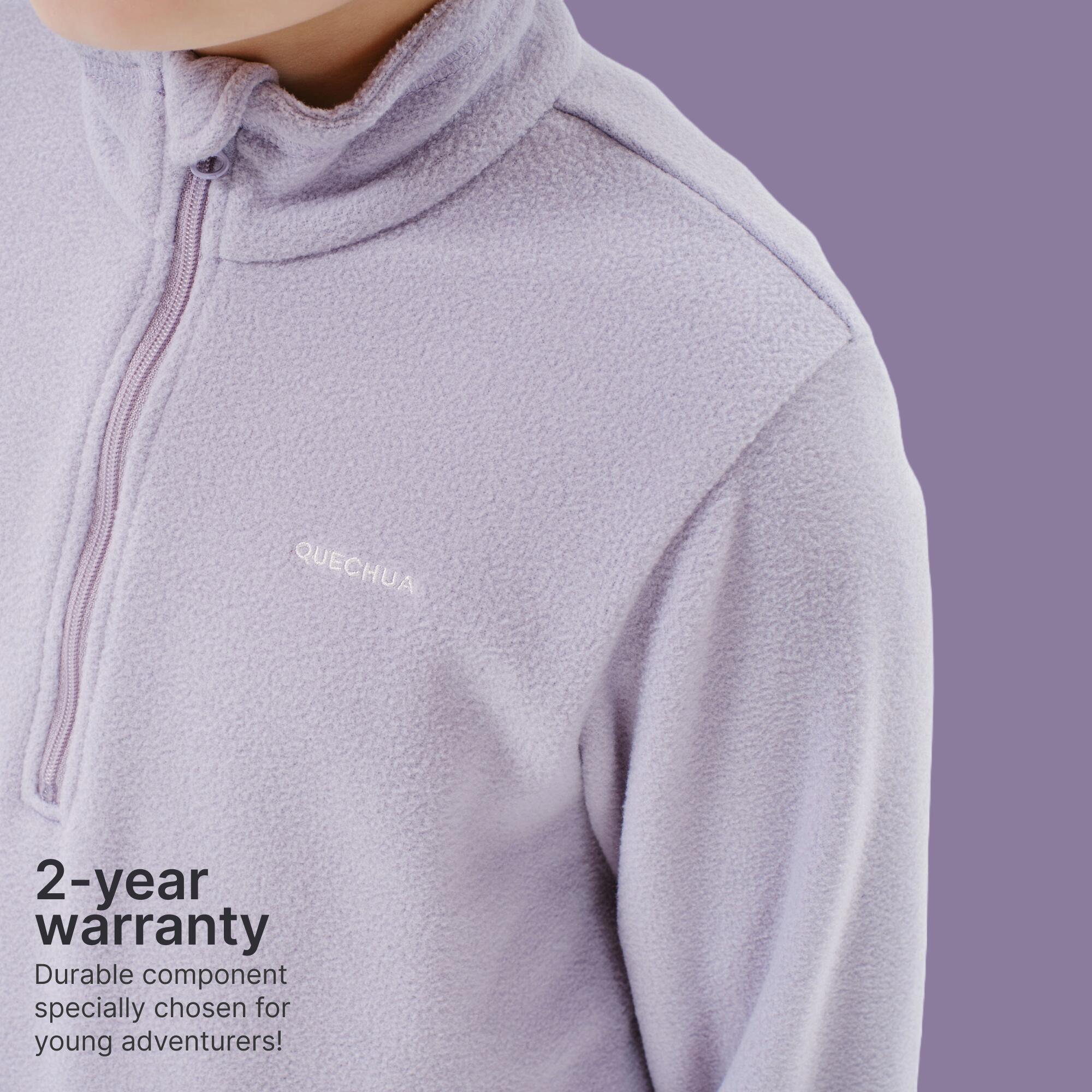 Kids’ hiking fleece jacket MH100 Half Zip, 7-15 years - Purple