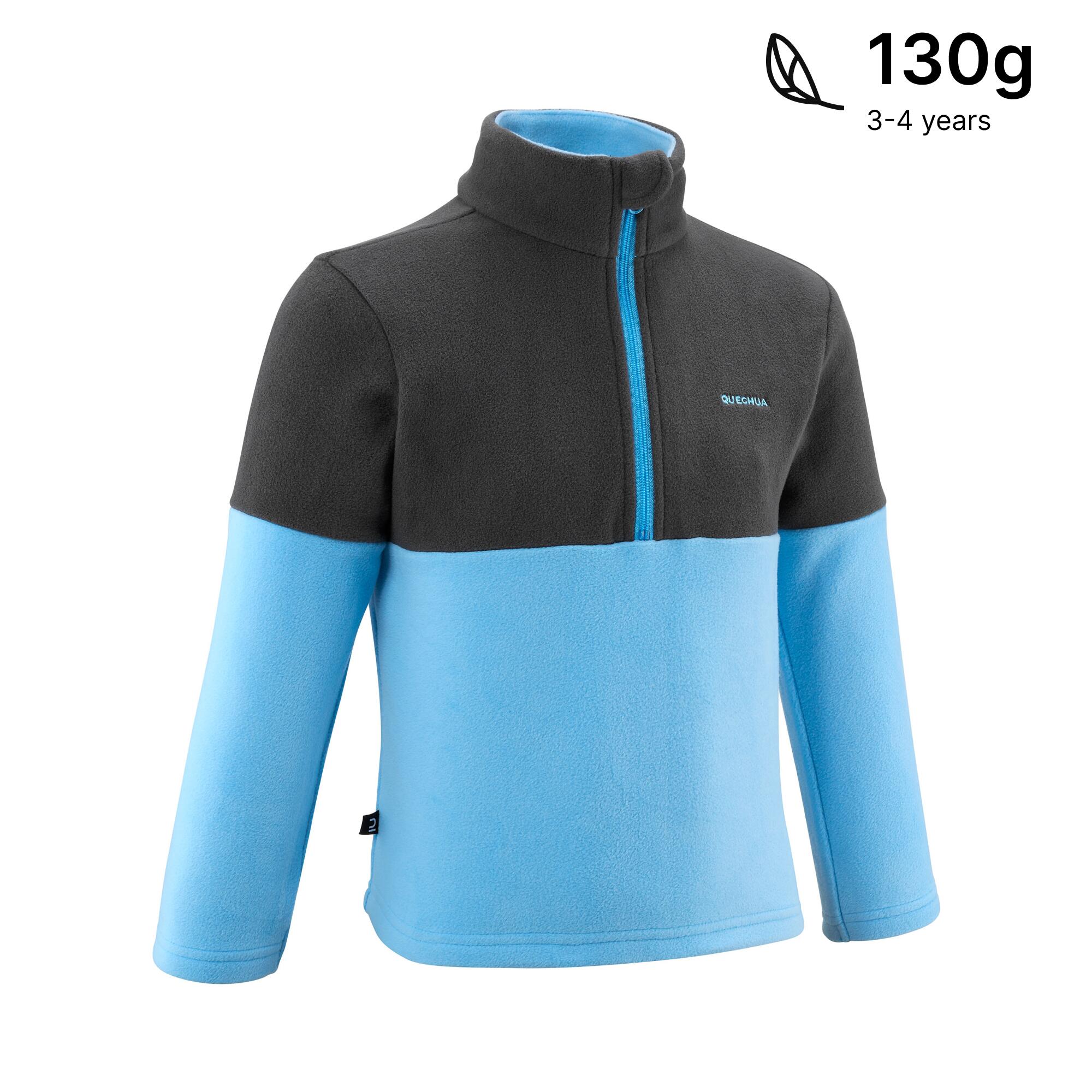 Forro polar de senderismo niños 2-6 años, MH500 1/2 cremallera azul y gris  5/20