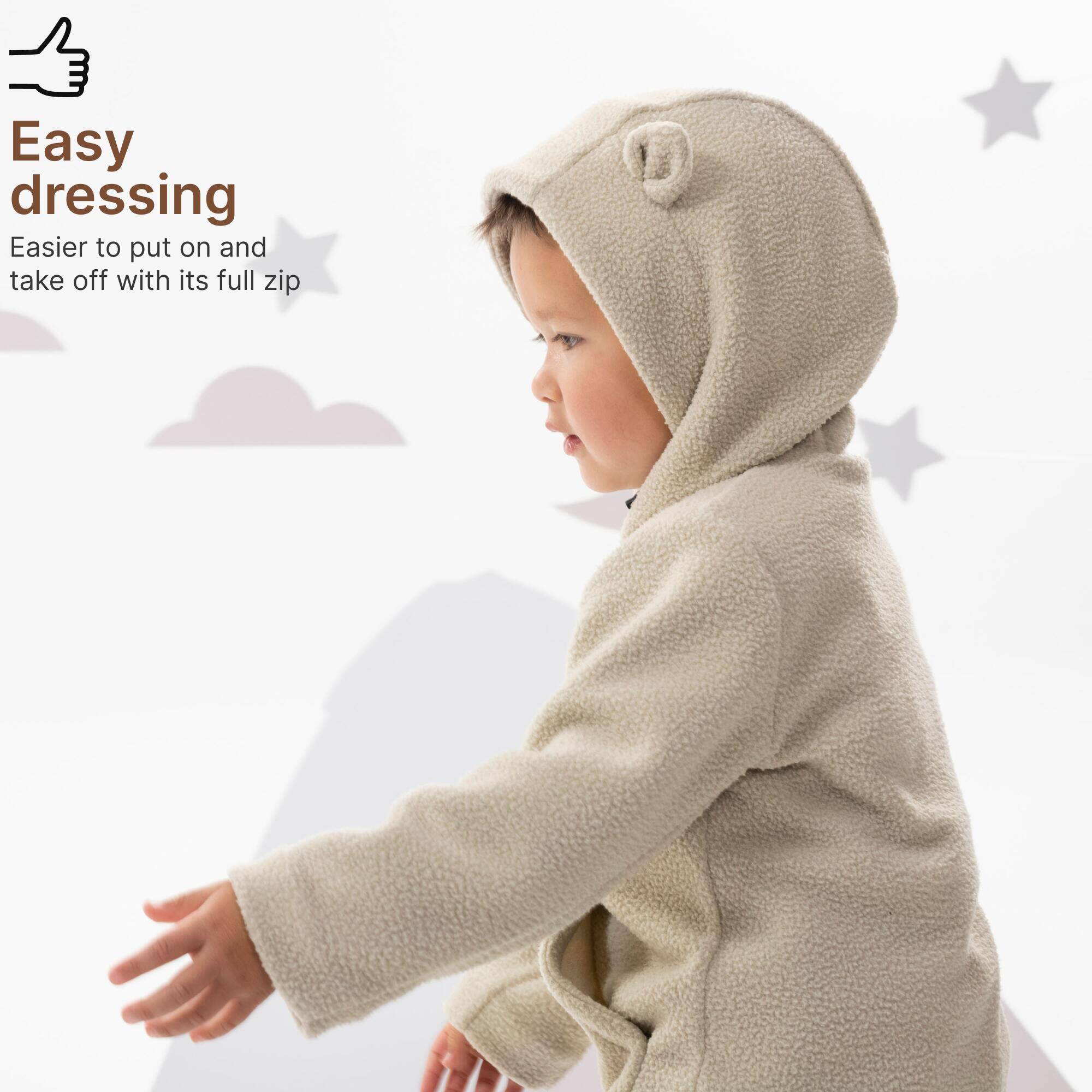 Kids' Hiking Fleece - MH500 KID Beige - Ages 2-6 -  5