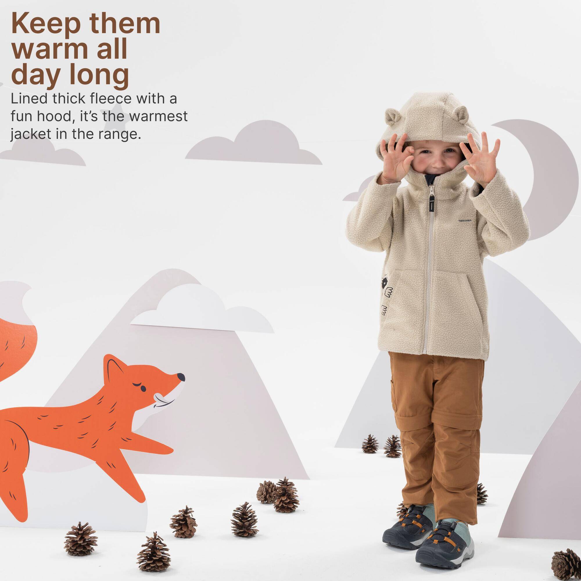 Kids' Hiking Fleece - MH500 KID Beige - Ages 2-6 -  4