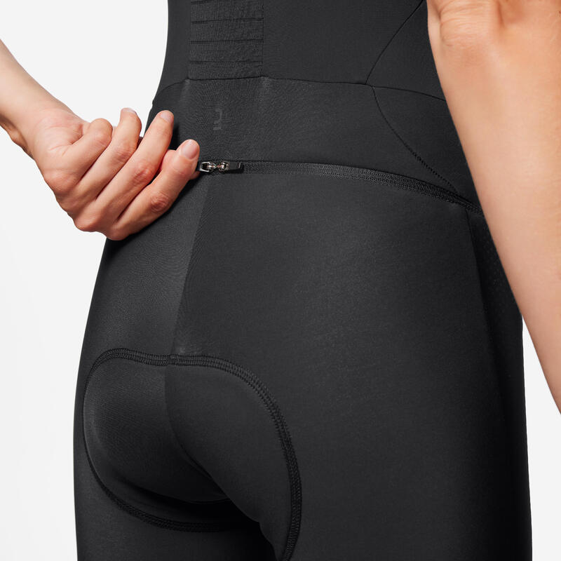 Colanți cu bretele ciclism pe șosea/ciclosport quick-zip Damă 
