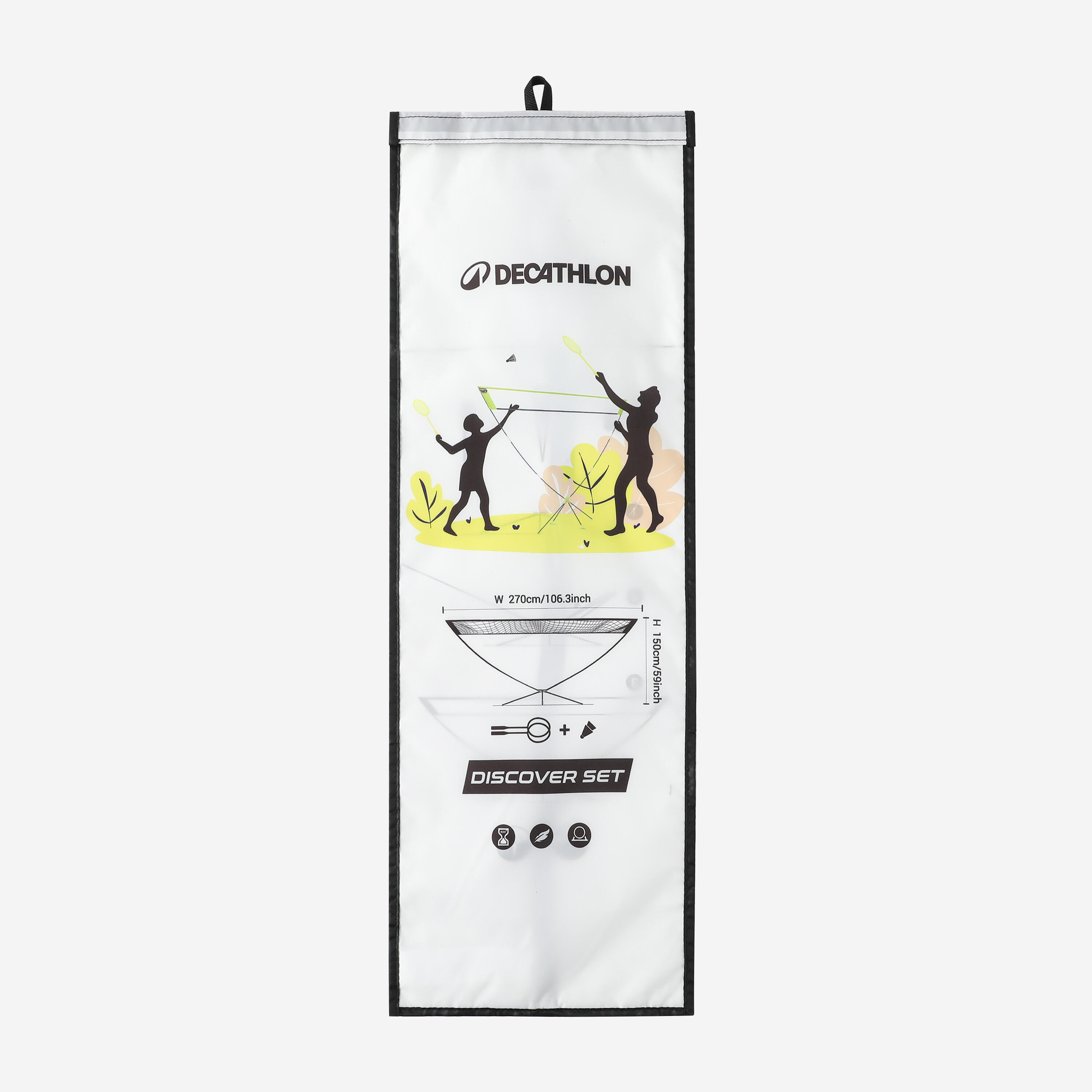 Ensemble de badminton - 2 raquettes 2 volants filet jaune - PERFLY