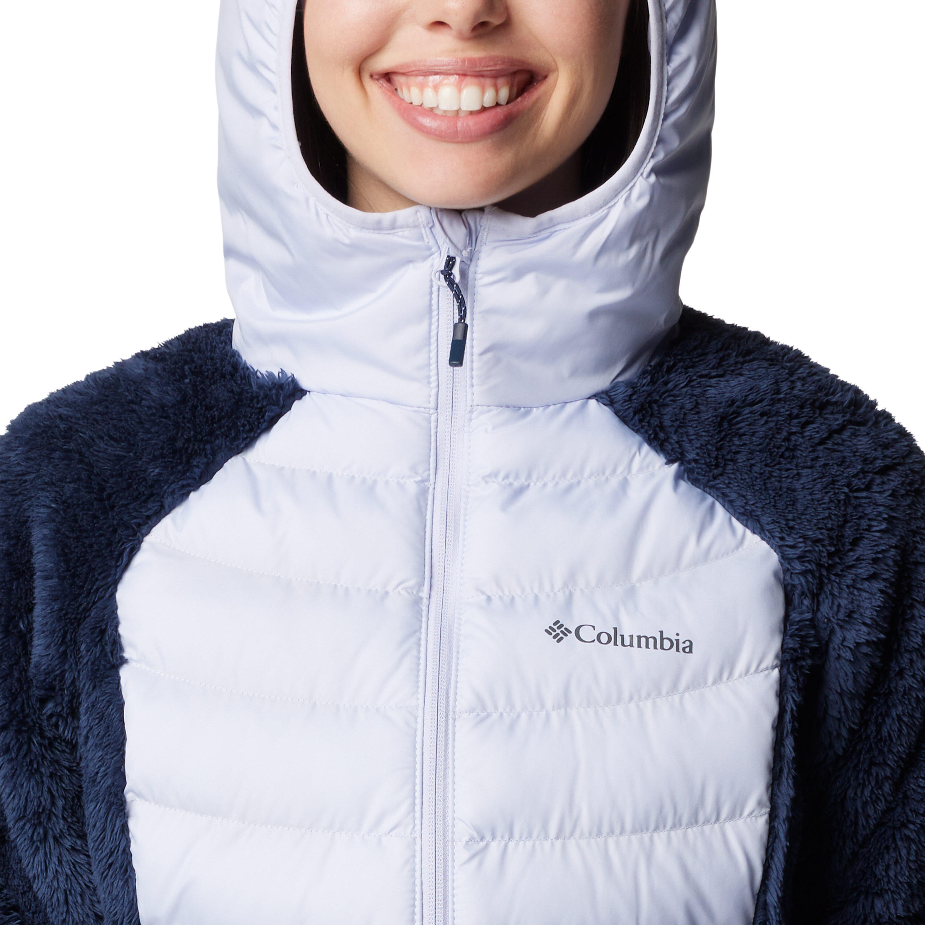 VESTE FEMME EN POLAIRE SHERPA HYBRIDE POWDER LITE II MARINE 3/4