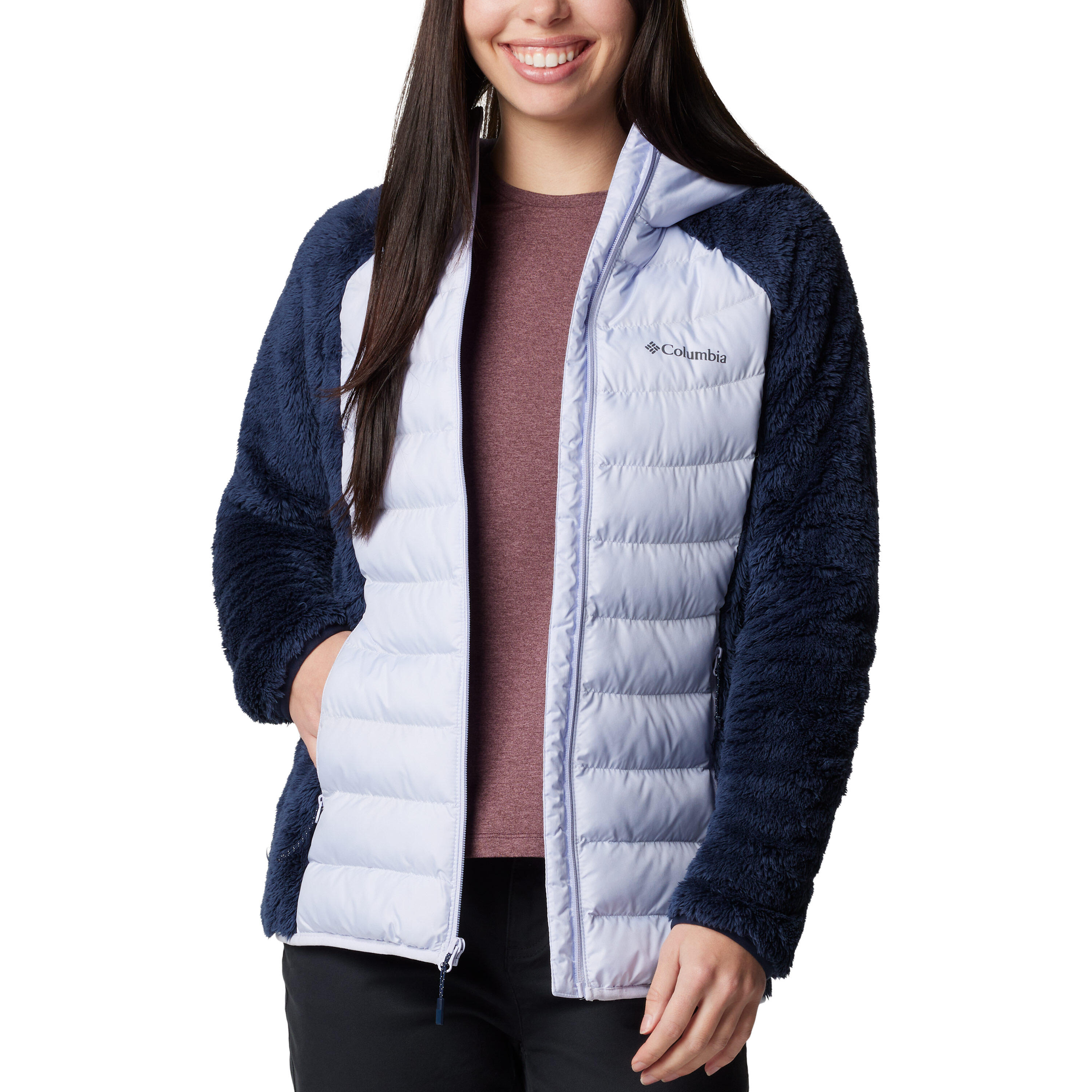 VESTE FEMME EN POLAIRE SHERPA HYBRIDE POWDER LITE II MARINE 4/4