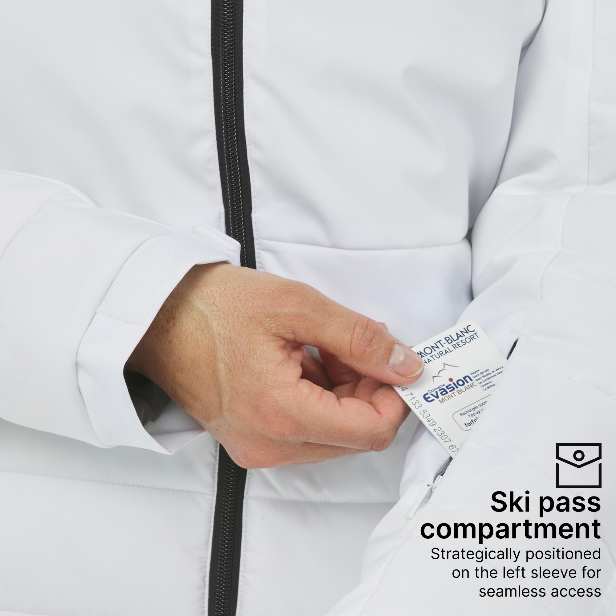 Women Winter Jacket Mid-Length for Skiing - Snow White -10°C