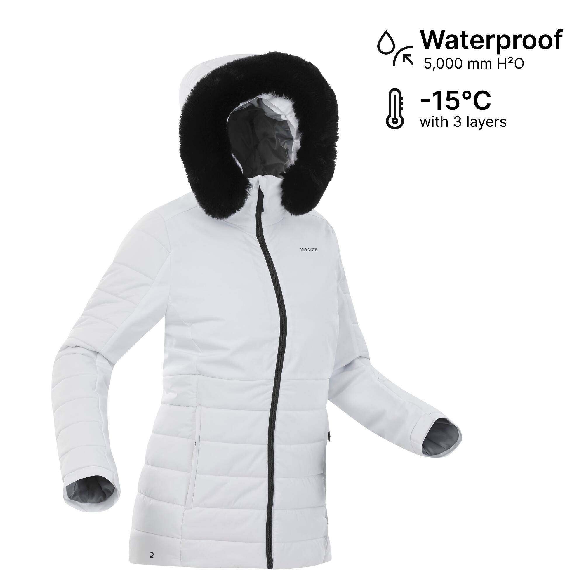 Women Winter Jacket Mid-Length for Skiing - Snow White -10°C -  2