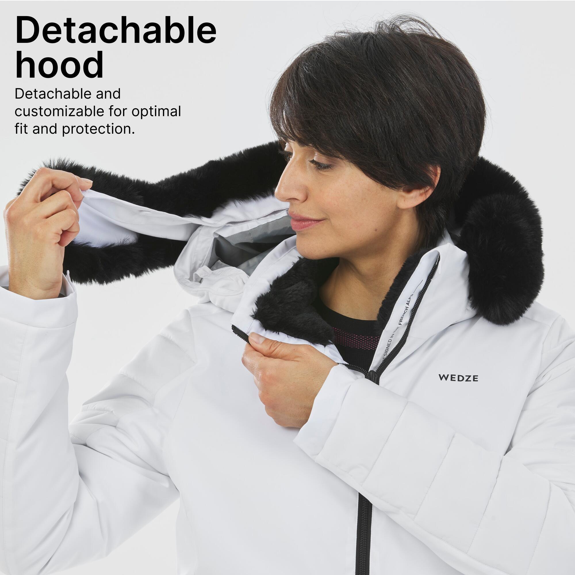 Women Winter Jacket Mid-Length for Skiing - Snow White -10°C