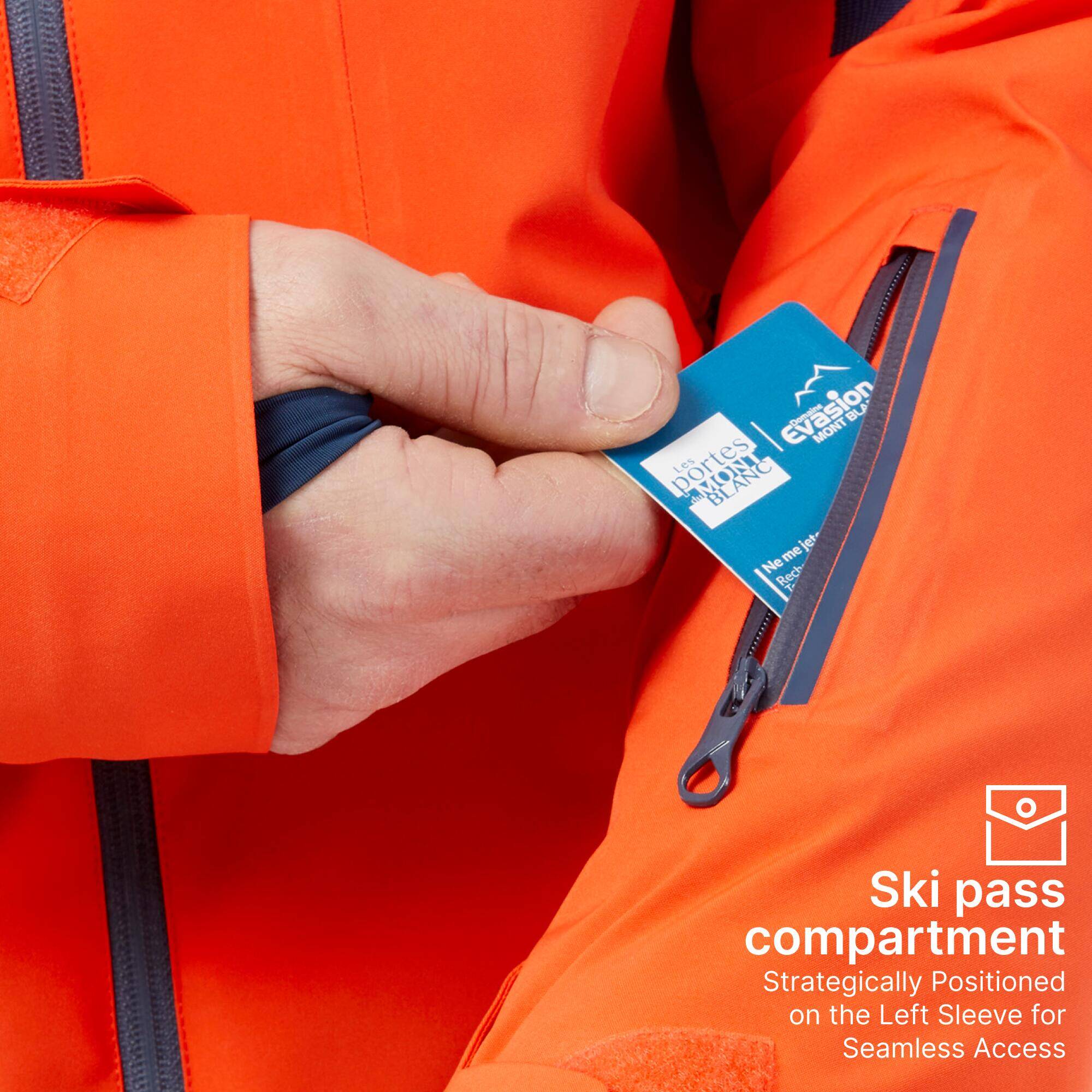 500 SPORT Men's waterproof and durable ski jacket - orange and blue -  5