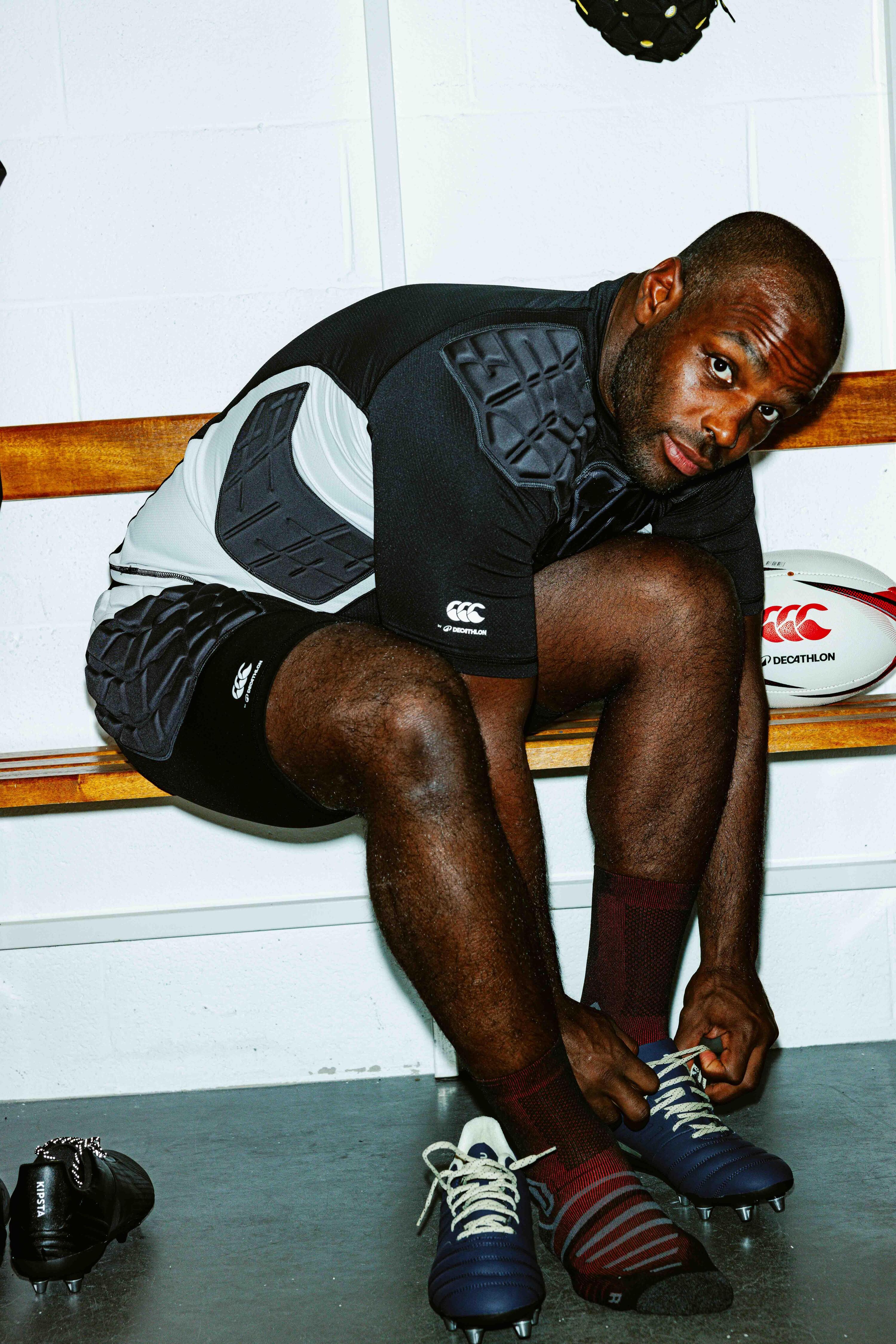 Damen/Herren Rugby Protektor Shorts - R500 Decathlon Canterbury schwarz 7/8