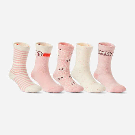 
      Kids' Mid-High Socks 5-Pack Basic - Pink with Pattern
  