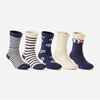 Kids' Mid-High Socks 5-Pack Basic - Blue with Pattern