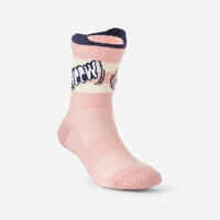 Kids' Non-Slip Mid-High Socks 600 - Pink with Pattern