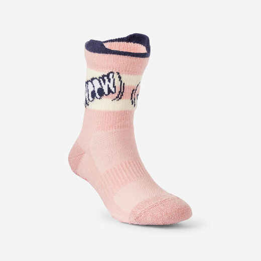 
      Kids' Non-Slip Mid-High Socks 600 - Pink with Pattern
  