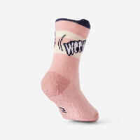 Kids' Non-Slip Mid-High Socks 600 - Pink with Pattern