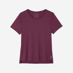 T-shirt fitness manches courtes femme, violet raisin