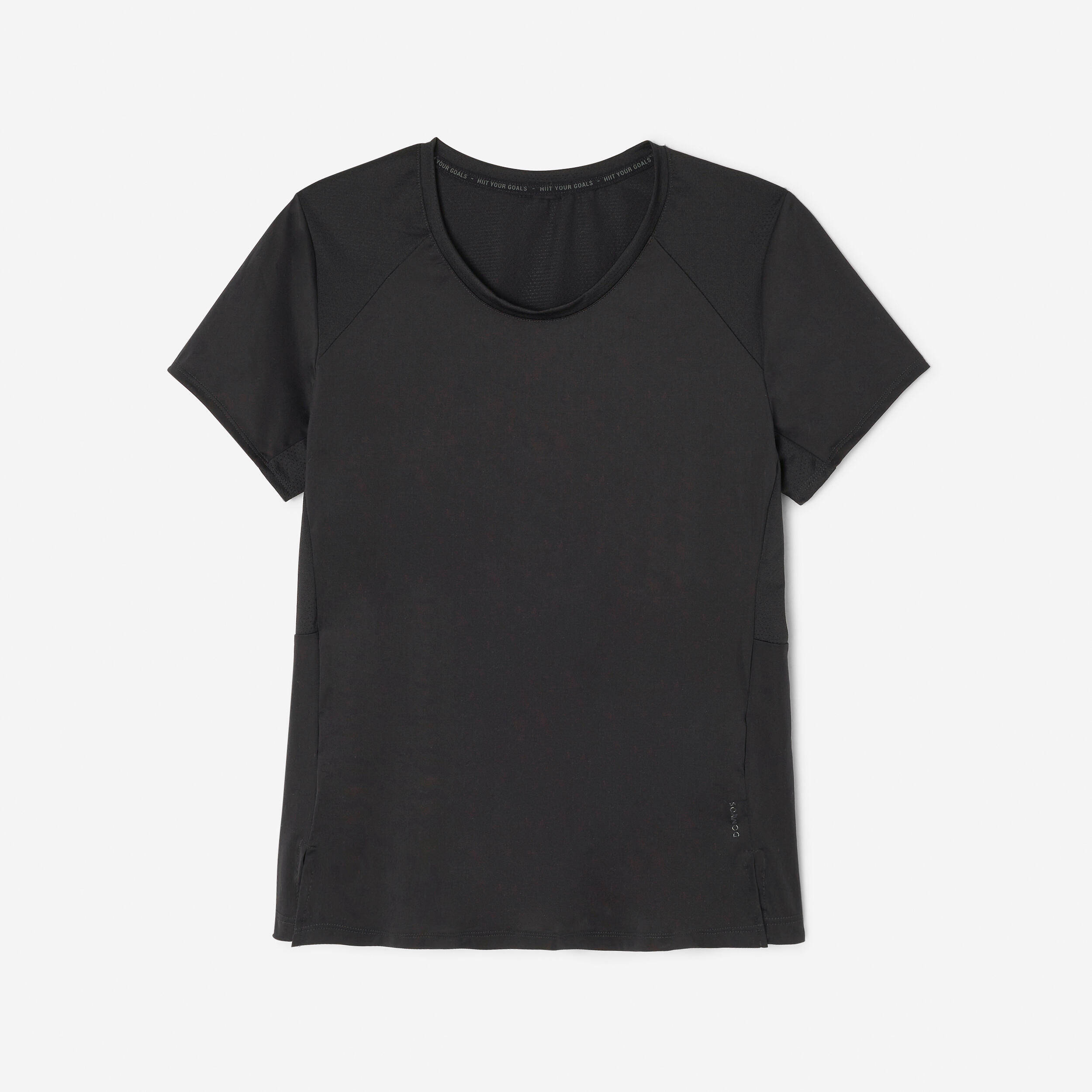 Women's Crew Neck Fitted T-Shirt 500- Smoked Black