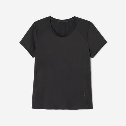 Tee-shirt cintré col rond femme, noir