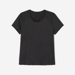 Tee-shirt cintré col rond femme, noir