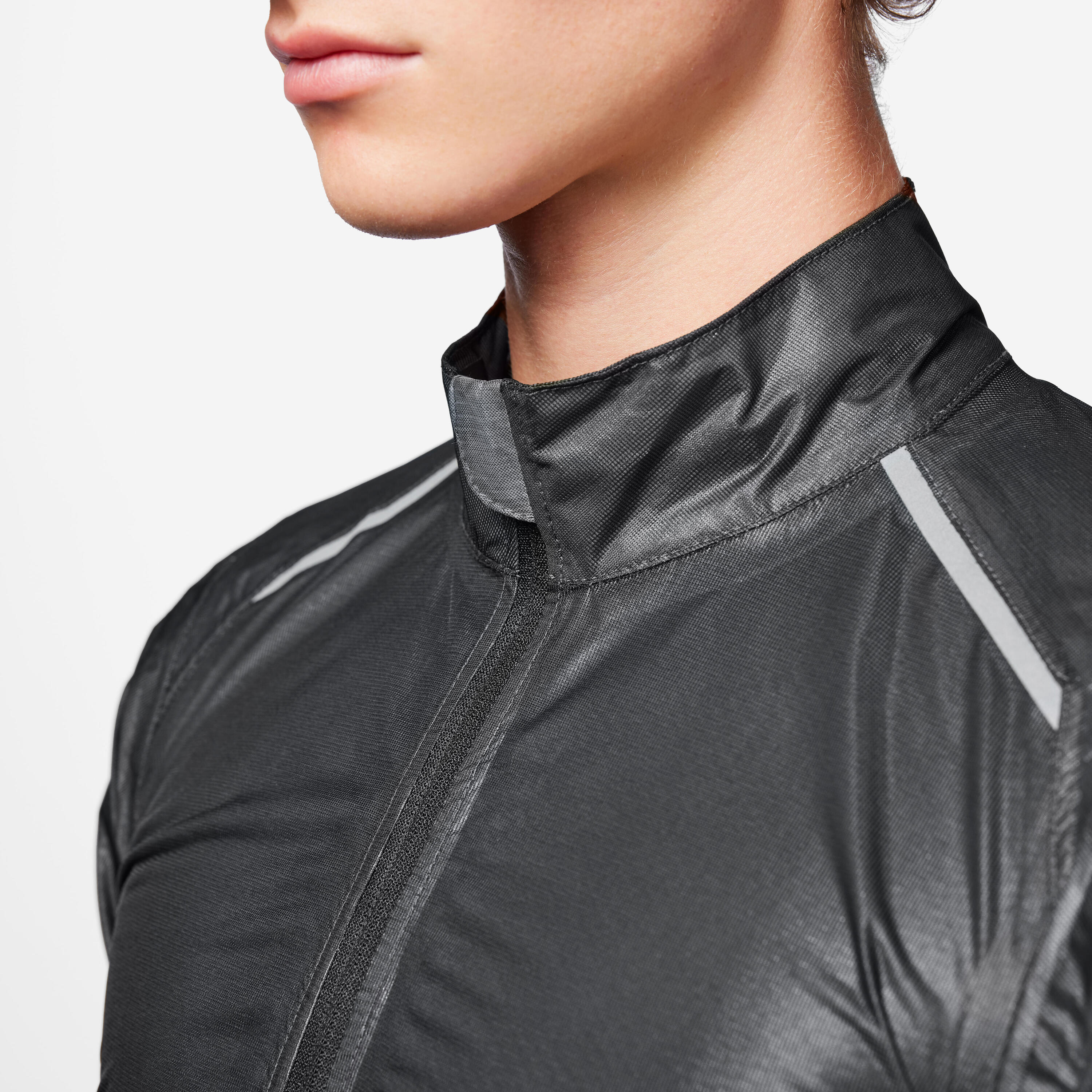 Men's Long-Sleeved Road Cycling Rain Jacket Racer Ultralight - Black 5/7