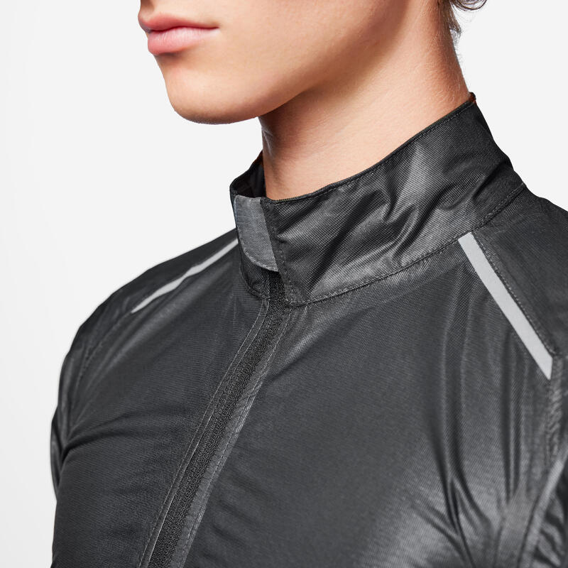 Jachetă ploaie ciclism Racer Ultralight Negru Bărbați 