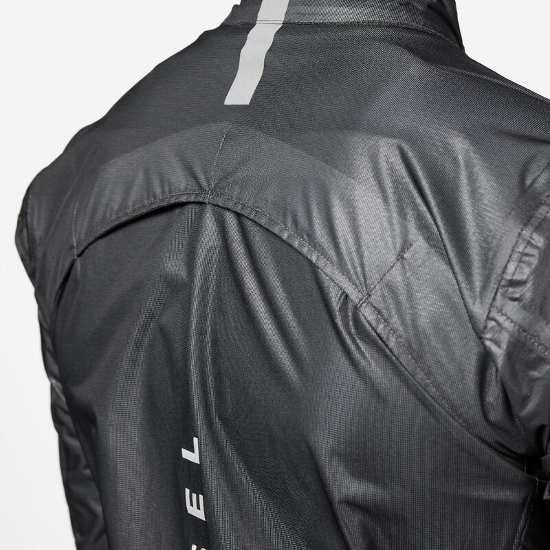 Jachetă ploaie ciclism Racer Ultralight Negru Bărbați 