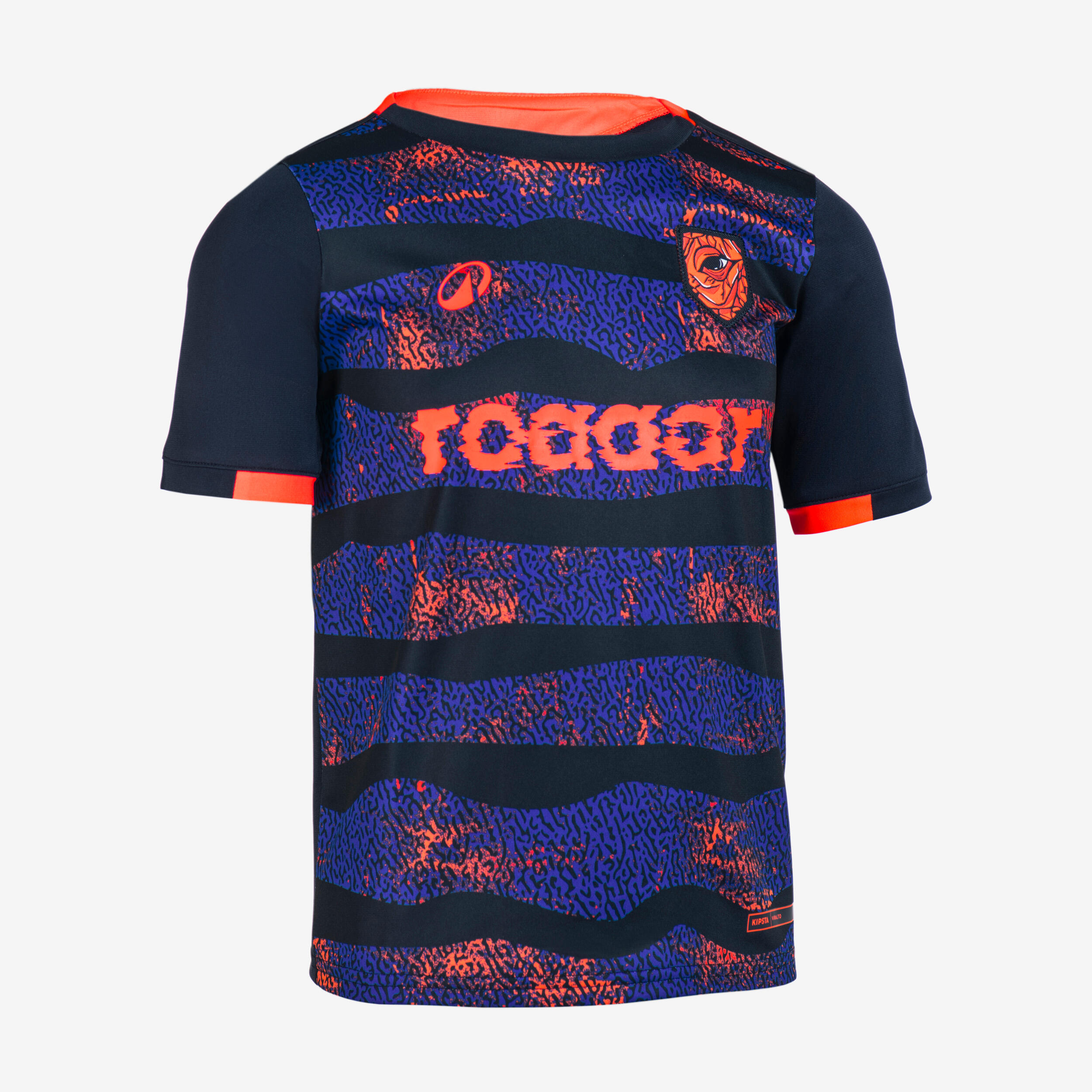 Playera de futbol de rayas azules y violetas con rinoceronte para niños Viralto 8/15