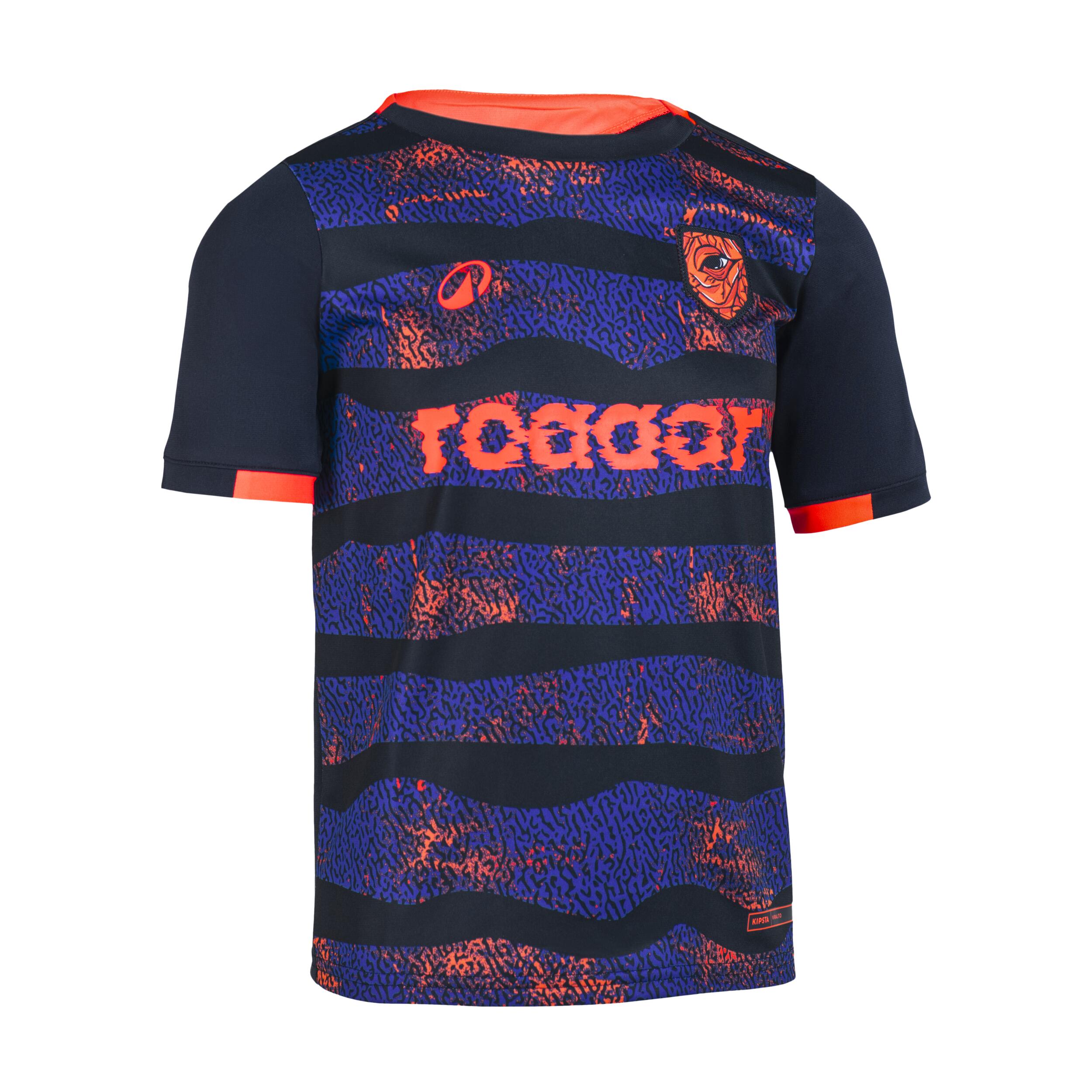 Playera de futbol de rayas azules y violetas con rinoceronte para niños Viralto 7/15
