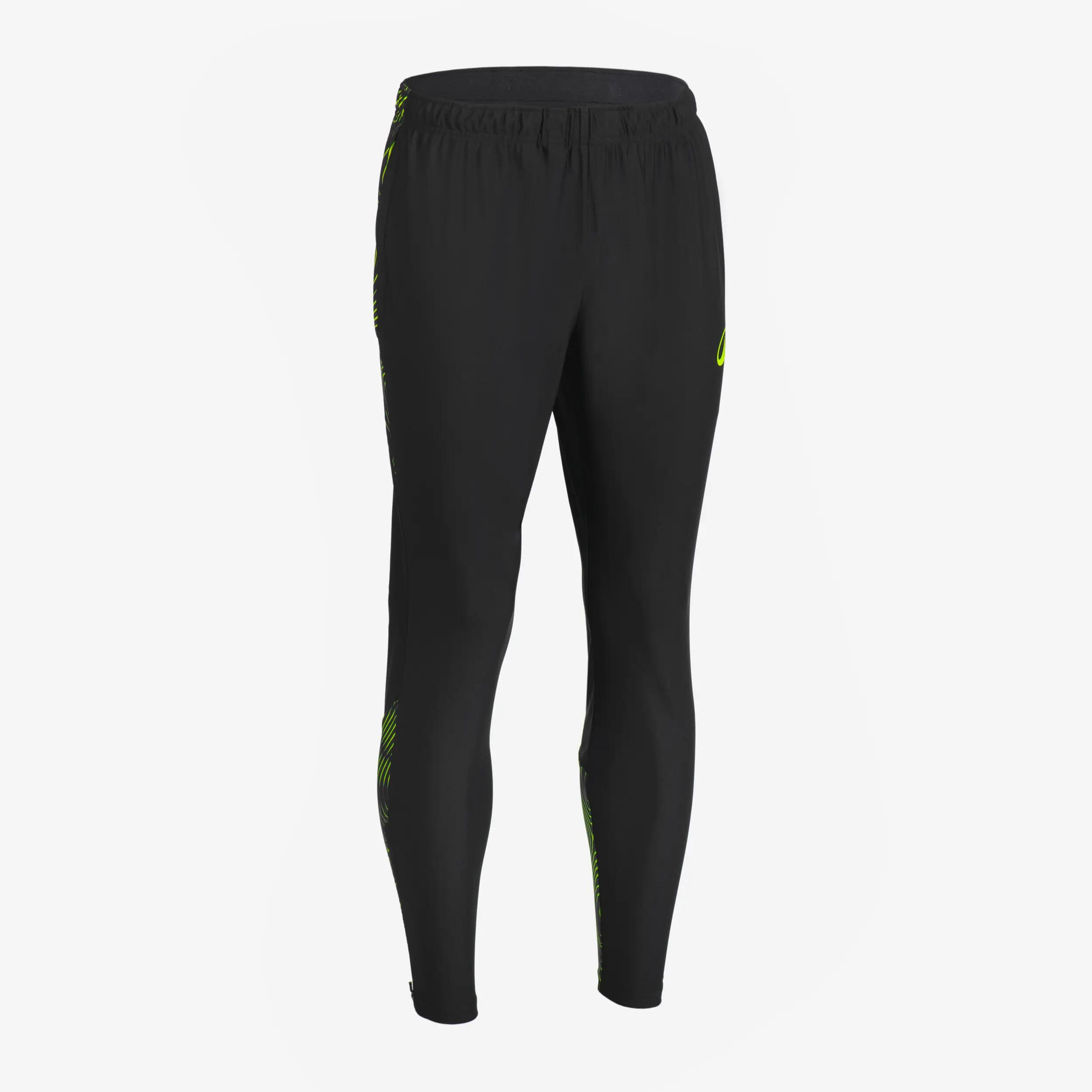 Pantalón de futbol de entrenamiento negro con amarillo para adulto Viralto Wave 10/19
