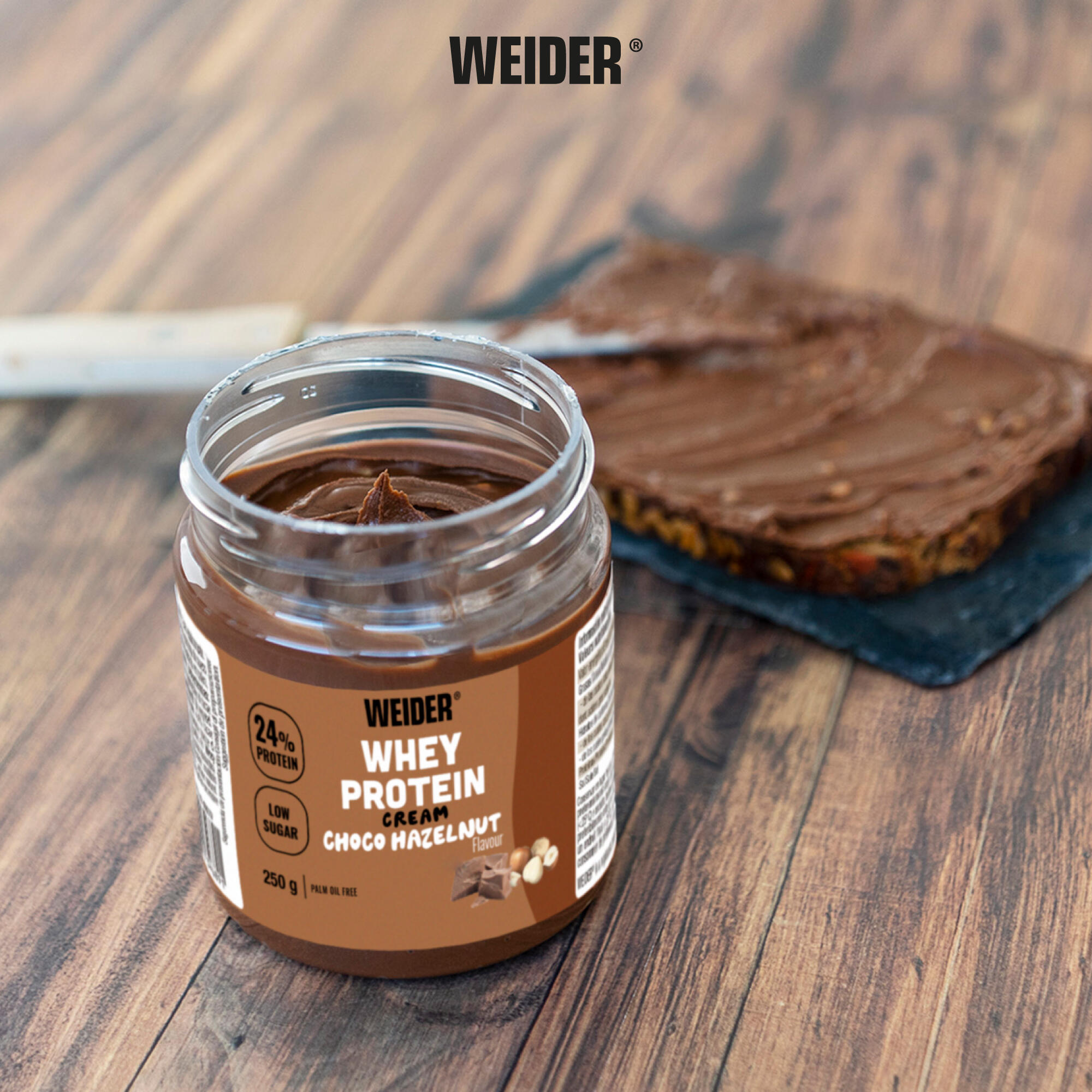 Chocolate hazelnut protein spread, Whey Protein Cream 250g 2/3