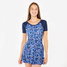 Women's Short Sleeve Skirt Swimsuit Una Mini Quick-Dry & Stretchable Dark Blue