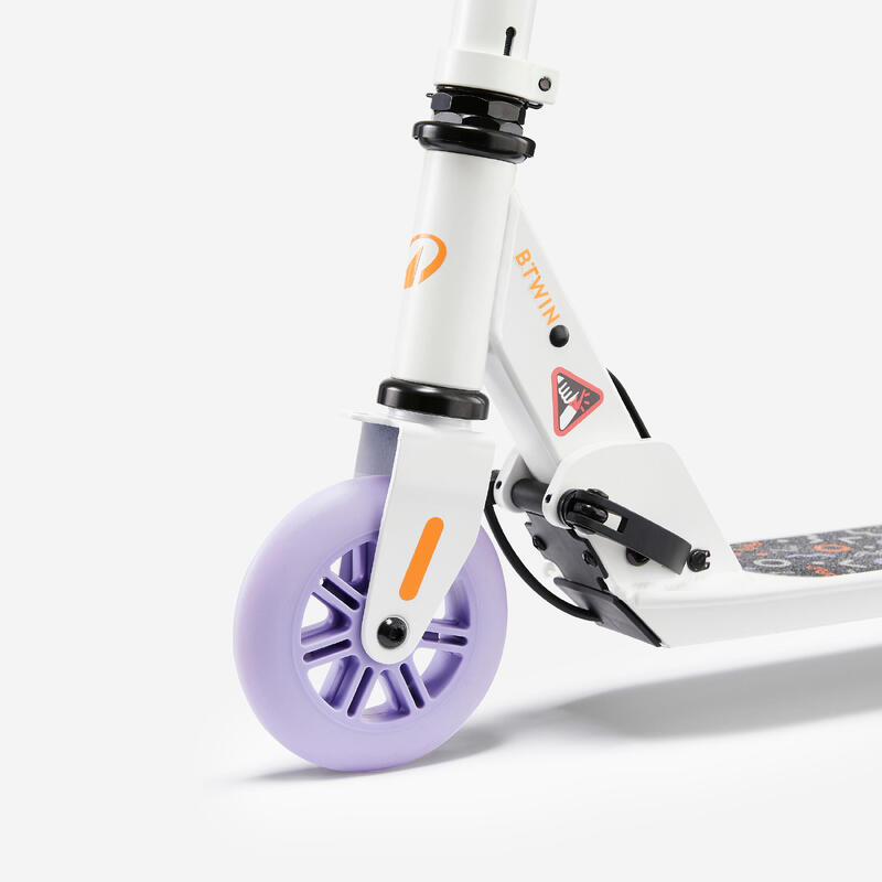 Scooter Tretroller Kinder mit Bremse - Play 5 weiss/violett