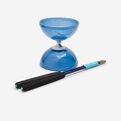 Diabolo 500 bleu à roulement avec baguettes en fibre de verre + sac de transport