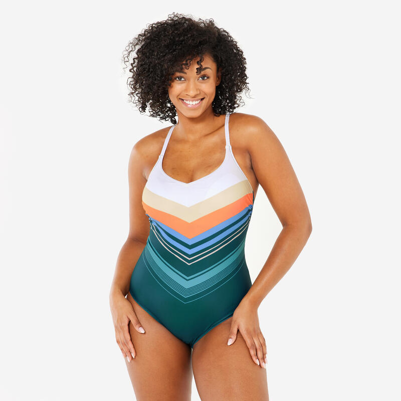 Badeanzug 1 Teil Schwimmen Damen - lila blau