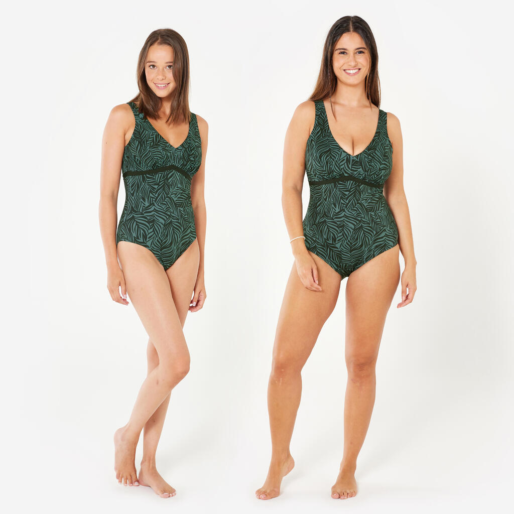 Women’s aquafitness 1-piece swimsuit - Rosy green
