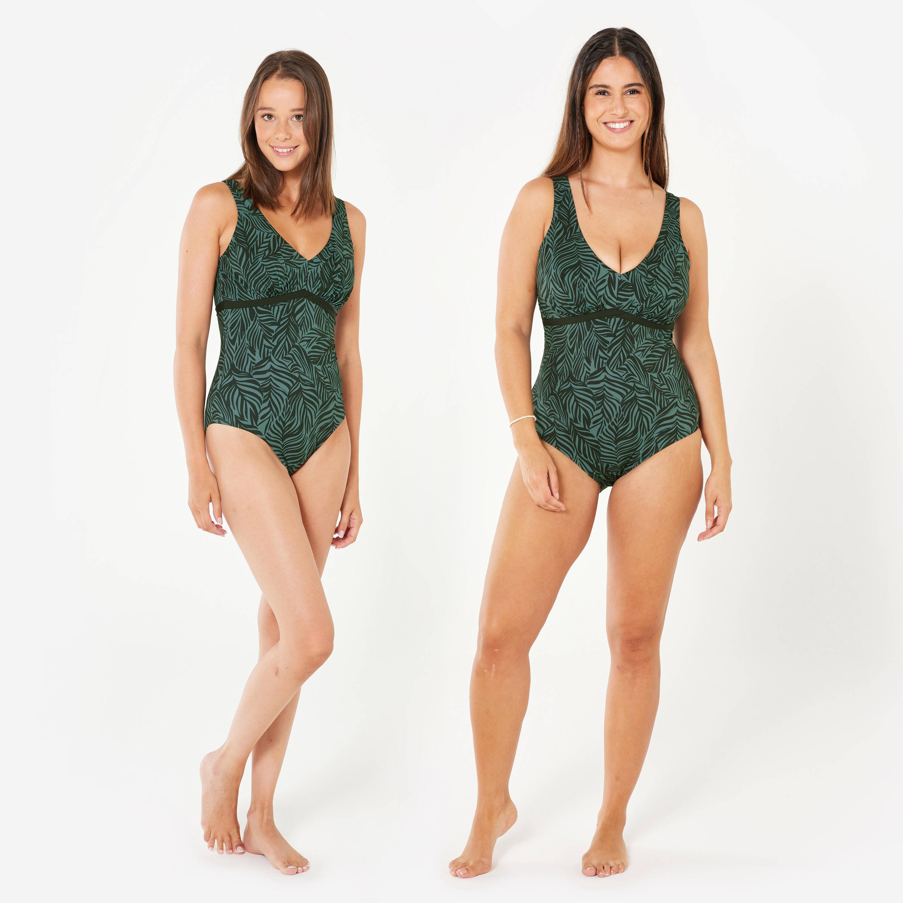 Women’s aquafitness 1-piece swimsuit - Rosy green -  3