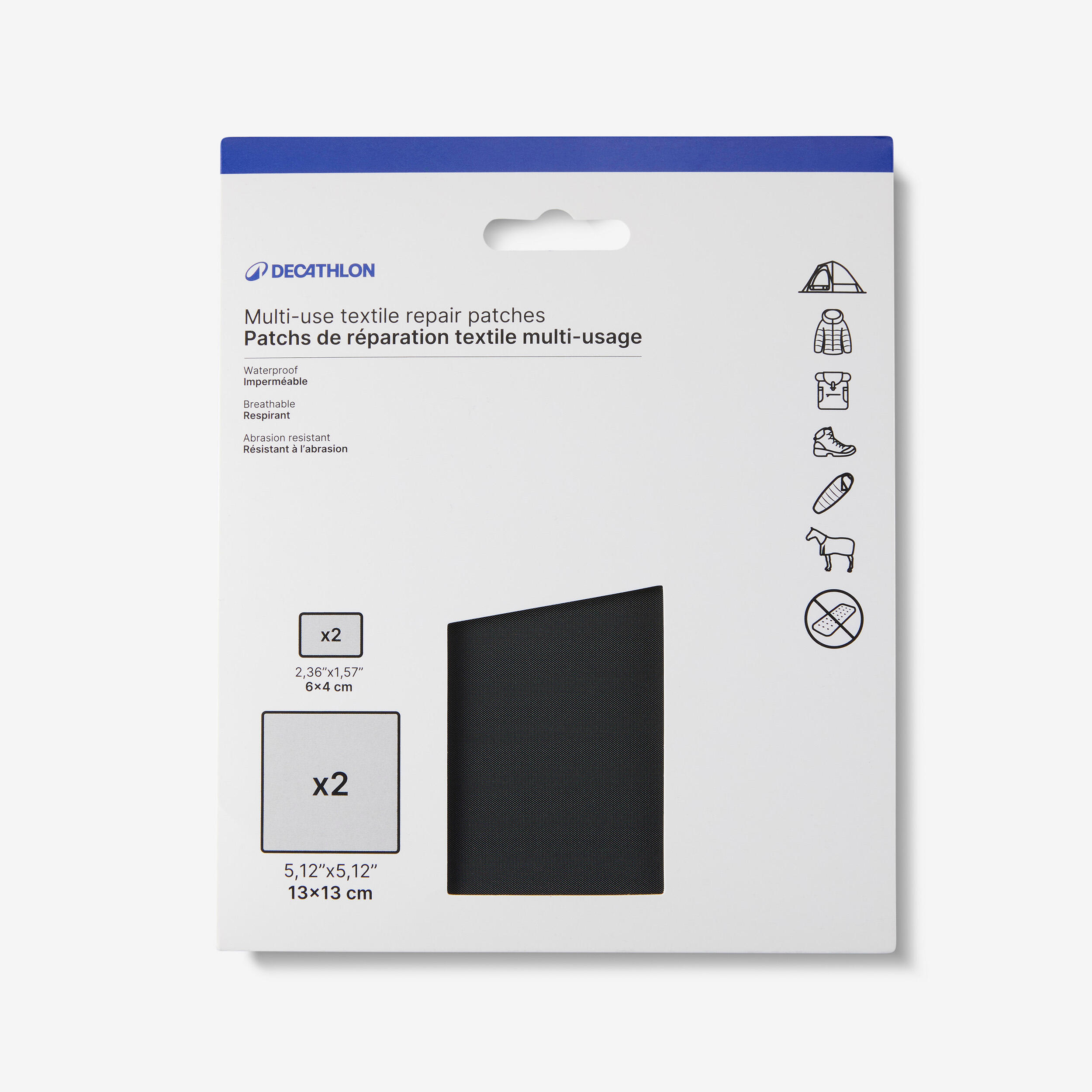 Decathlon Reparaturflicken selbstklebend Textil Mehrzweck schwarz | 03608393167972 Decathlon Reparaturflicken selbstklebend Textil Mehrzweck schwarz | 03608393167972