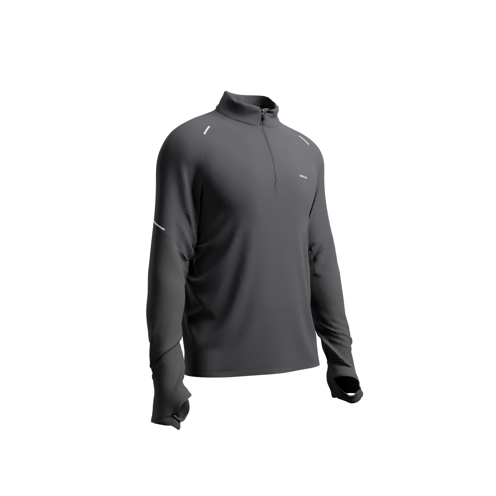 Chandail de course à manches longues chaud avec demi-zip homme, Run 500 - KIPRUN