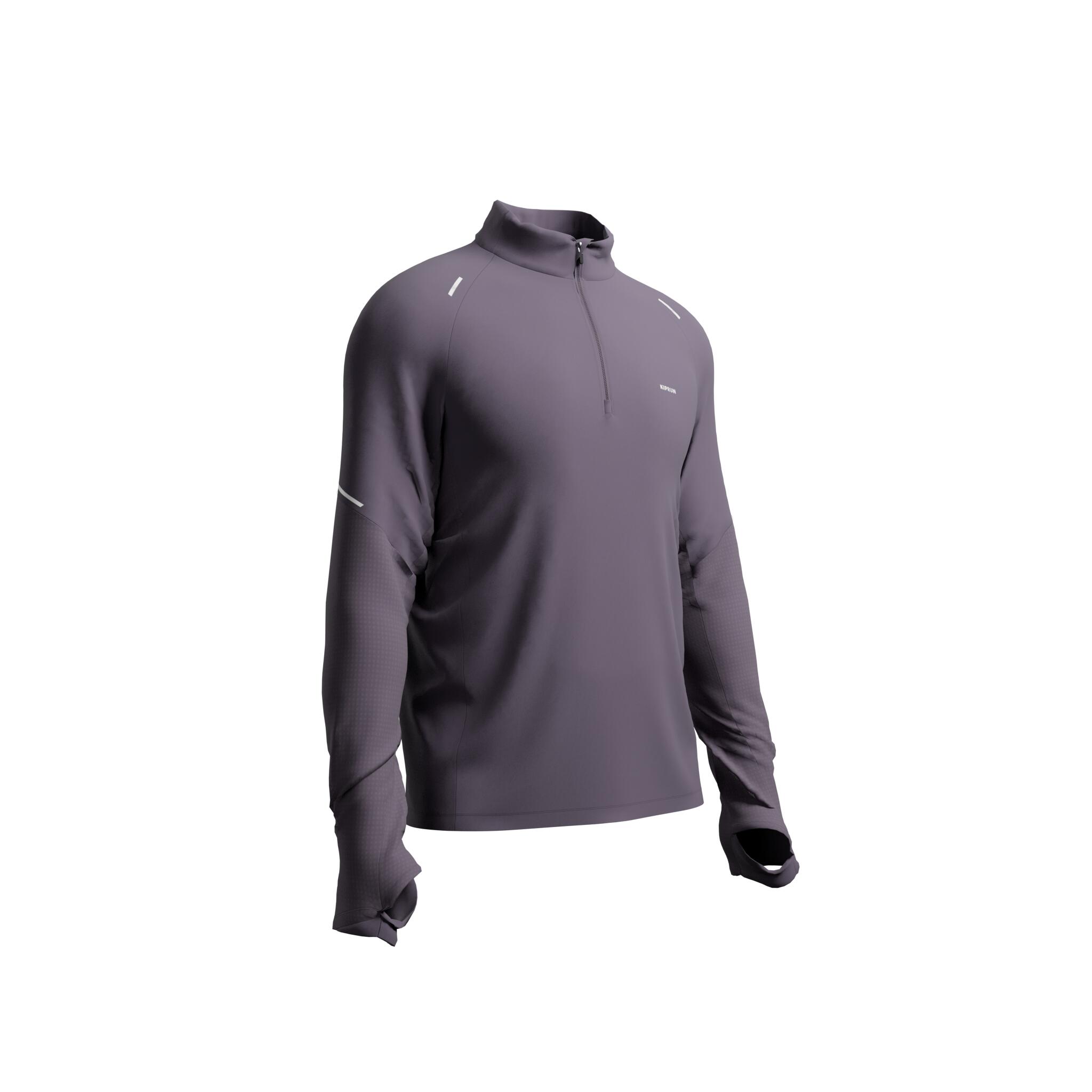 Men's Warm Long-Sleeved Half-Zip Running T-Shirt, Run 500 - KIPRUN
