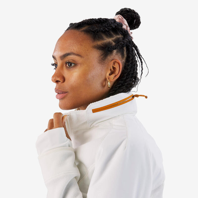 Polaire de randonnée chaude femme, MH500 Mountain blanc
