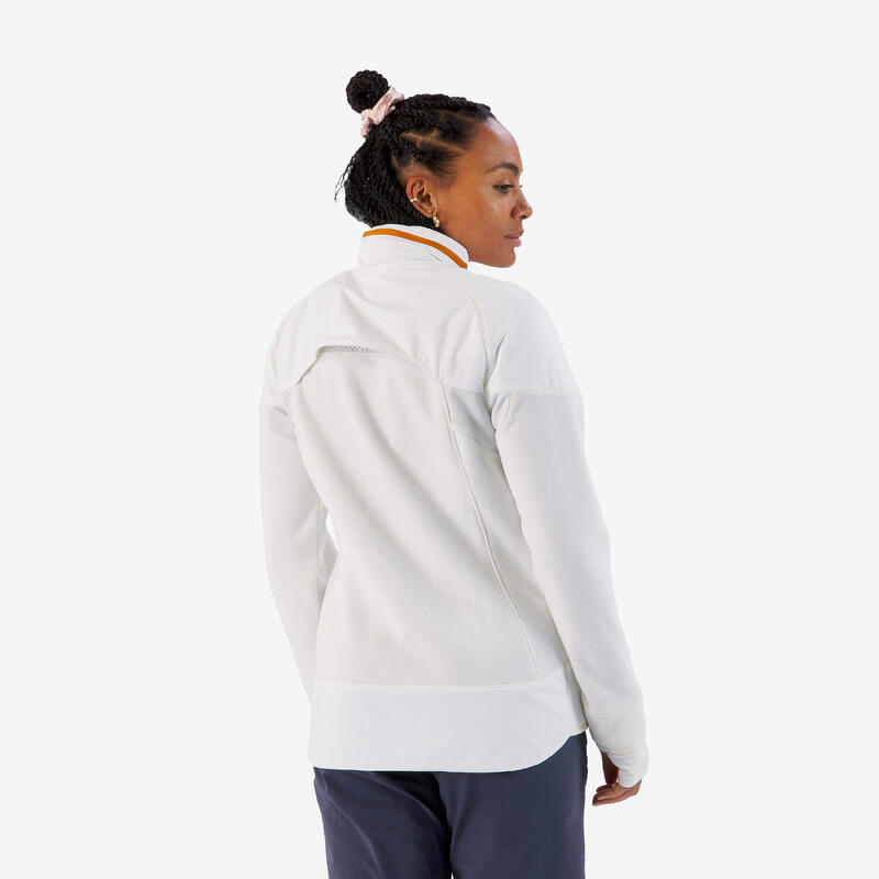Polaire de randonnée chaude femme, MH500 Mountain blanc