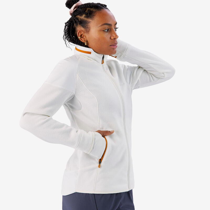 Polaire de randonnée chaude femme, MH500 Mountain blanc