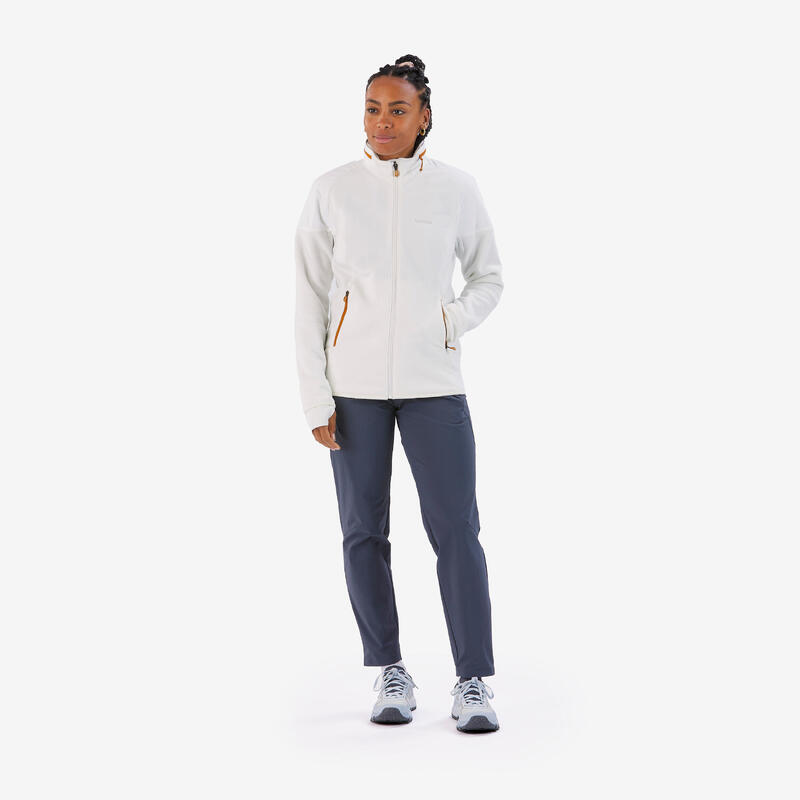 Polaire de randonnée chaude femme, MH500 Mountain blanc
