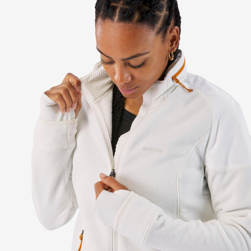 Polaire de randonnée chaude femme, MH500 Mountain blanc