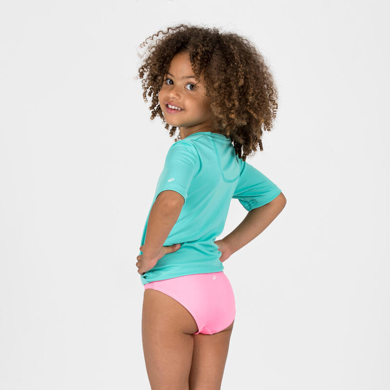Tricou anti-UV surf 100 UPF50+, UV>95% Turcoaz Copii