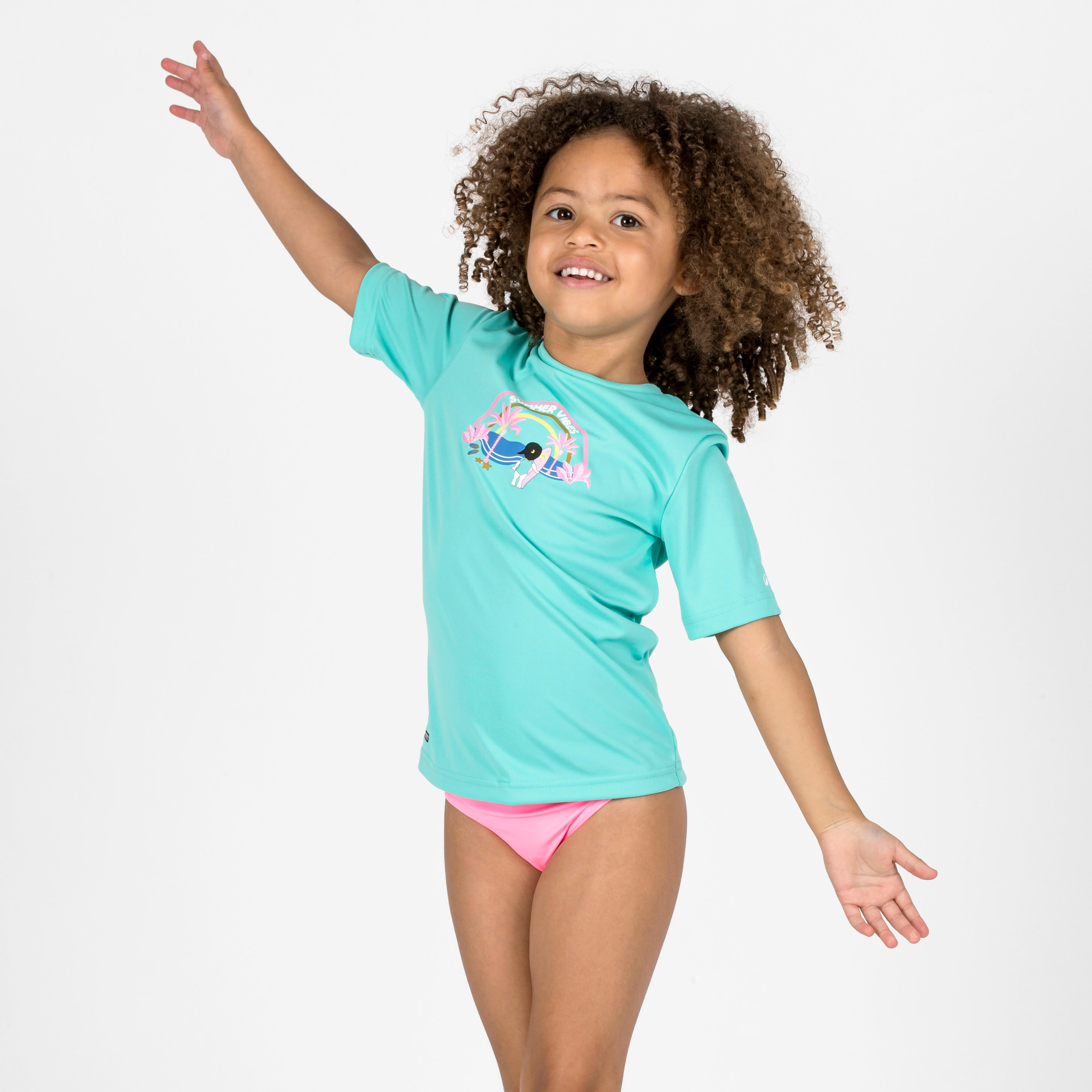 Kids’ surfing UV-protection t-shirt - 100 turquoise